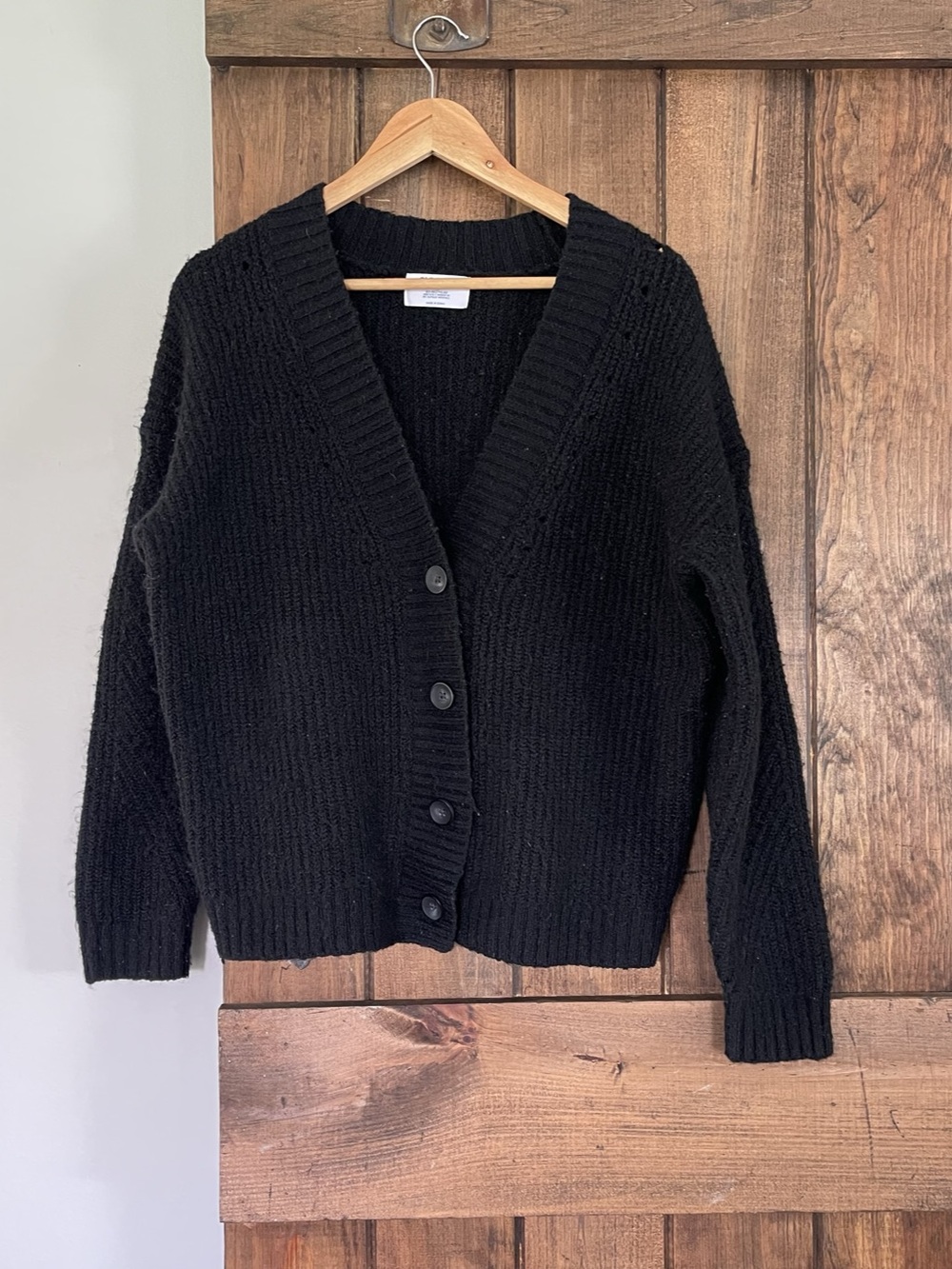 Old Navy Black Cozy Shaker Cardigan Sweater Go-Recycled Oversized XS